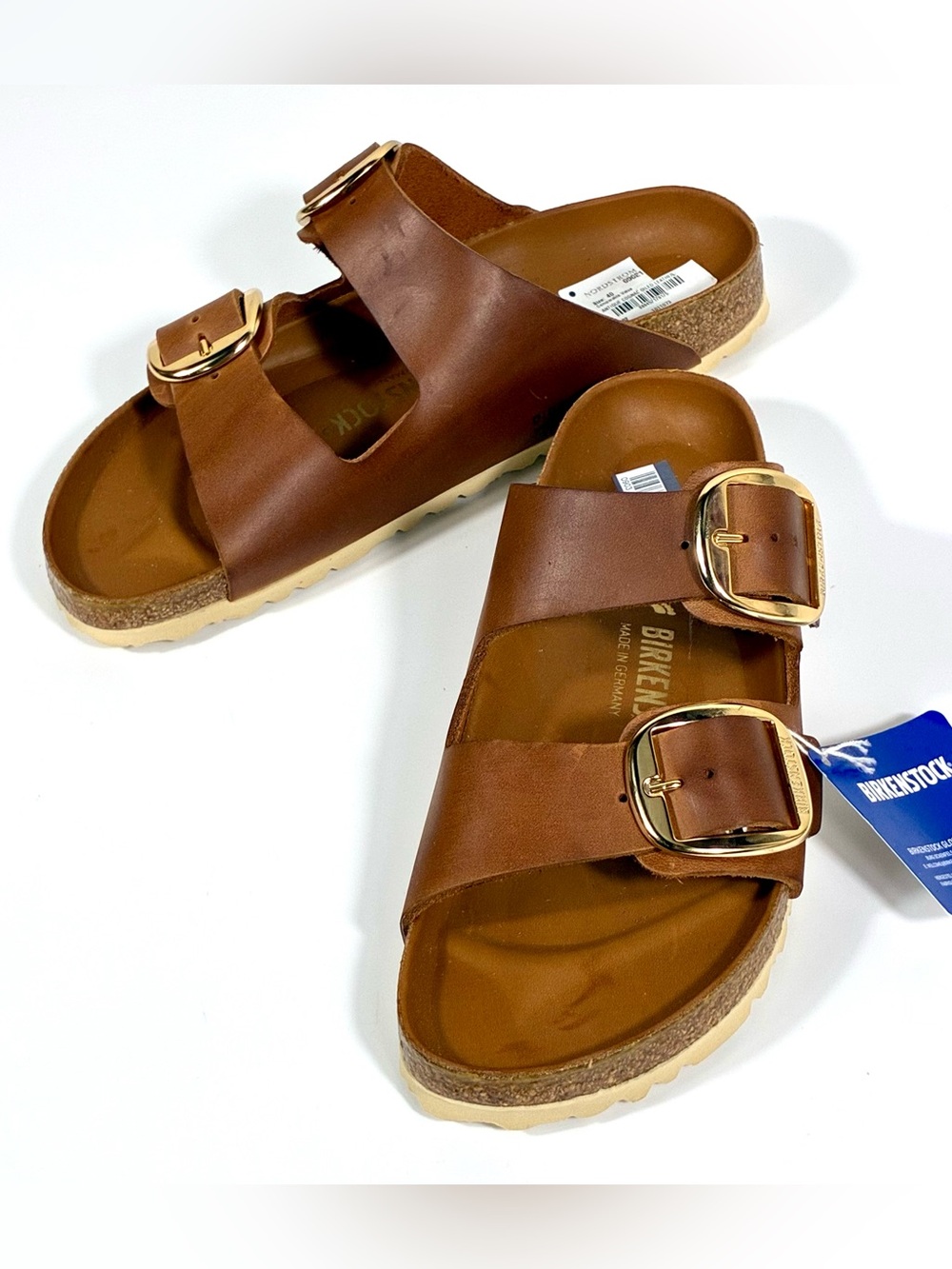 Birkenstock Arizona Big Buckle Slide Sandals Oiled Leather Antique Cognac 40EU - Picture 11 of 17